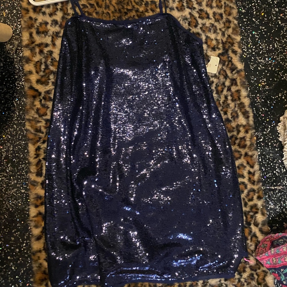 Free people blue sparkly sequin mini dress